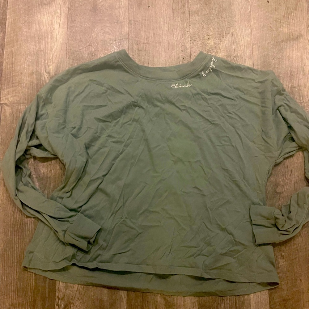 Think happy long sleeve T-shirt crop top Size large